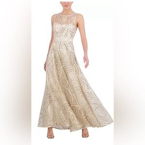 Eliza J Women's Sequined Illusion Gown Wedding Prom Gala Formal